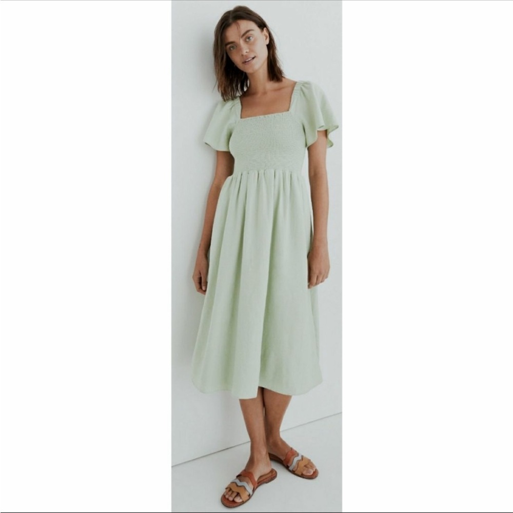 Madewell linen blend midi dress